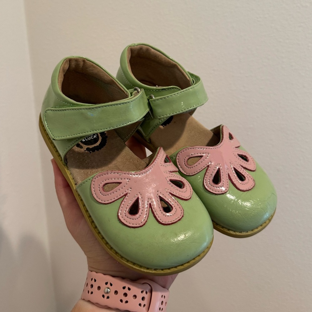 Livie & Luca Girls Green and Pink Mary Jane Shoes